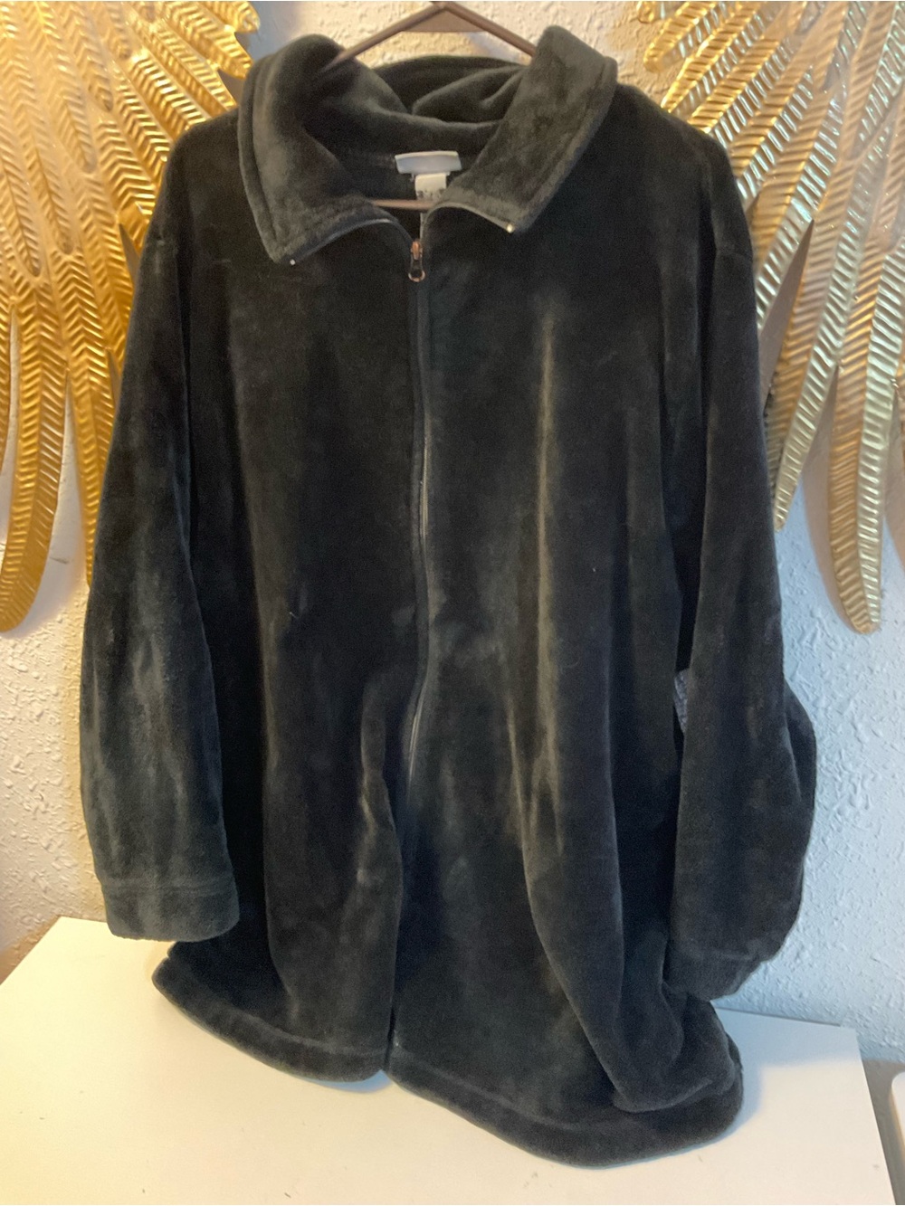 Catherines velour-like zip up jacket